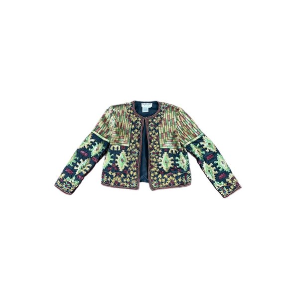 Vintage Adrianna Papéll Beaded & Sequined Crop Jacket | Size Small - Picture 7 of 8